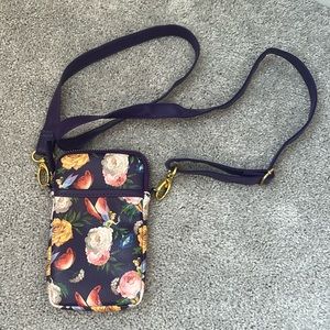 Rare Disney Parks Tinkerbell floral padded crossbody wristlet two straps